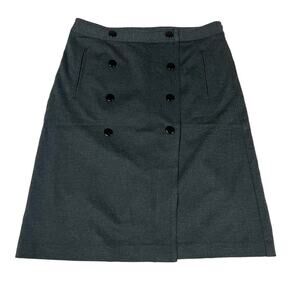 LOFT Skirt Sailor Button Front A-Line Knee Length Charcoal Grey Womens 12 Career